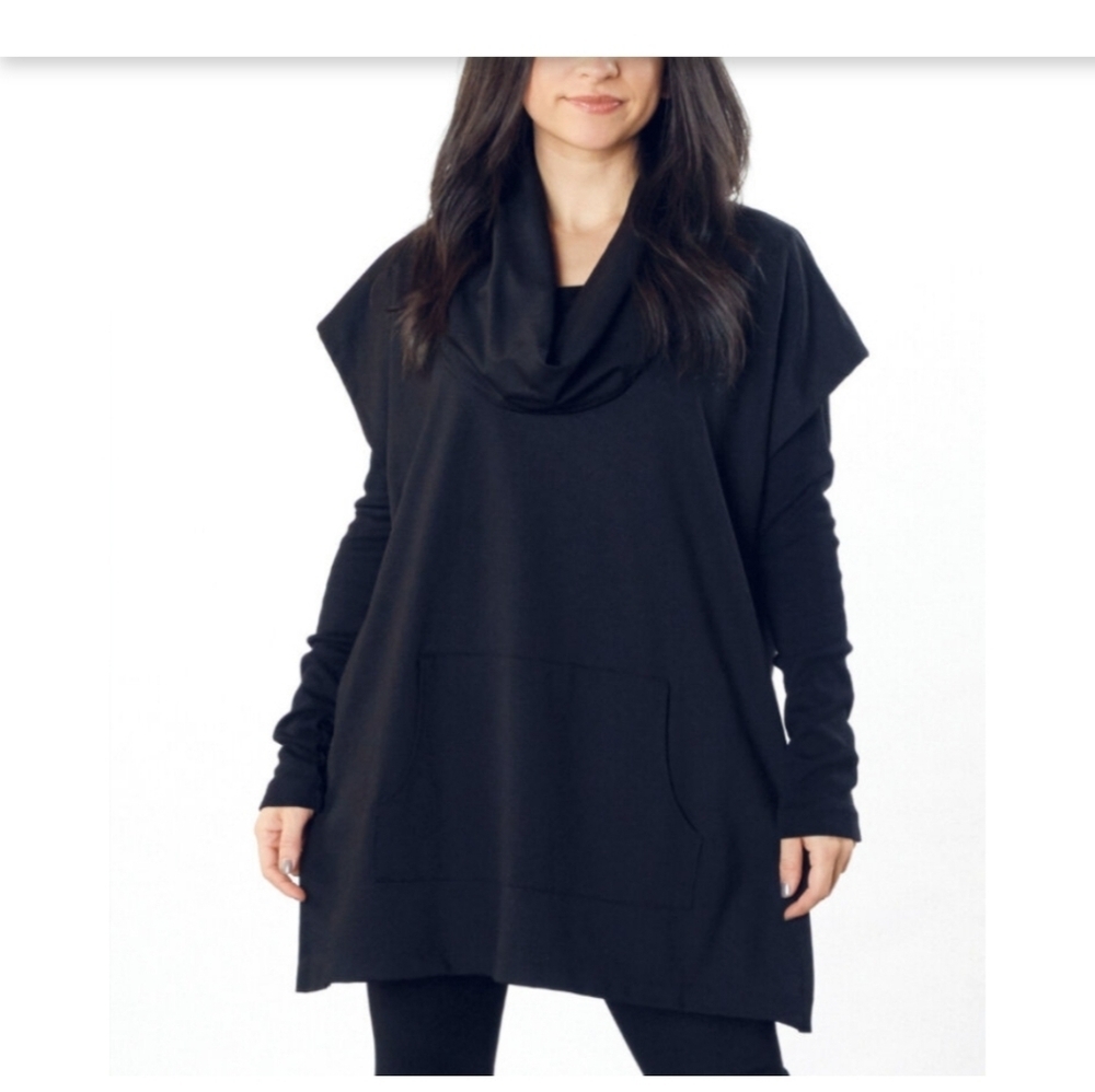 bryn walker Black Sleeveless Hooded Tunic